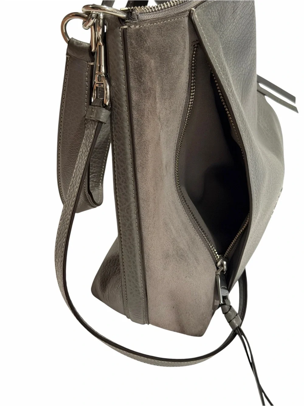 Coach F79995 Marlon Hobo Heather Gray Leather/Suede 2/Way Shoulder Bag